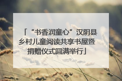 “书香润童心”汉阴县乡村儿童阅读共享书屋暨捐赠仪式圆满举行