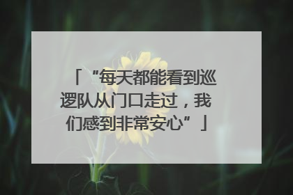 “每天都能看到巡逻队从门口走过，我们感到非常安心”