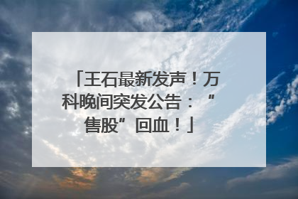 王石最新发声！万科晚间突发公告：“售股”回血！