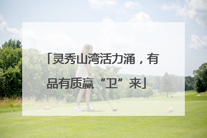 灵秀山湾活力涌，有品有质赢“卫”来