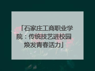 石家庄工商职业学院：传统技艺进校园焕发青春活力