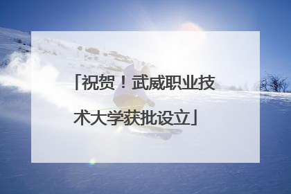 祝贺！武威职业技术大学获批设立