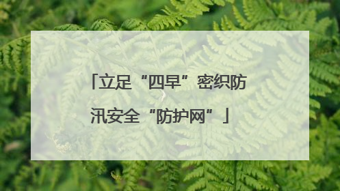 立足“四早”密织防汛安全“防护网”