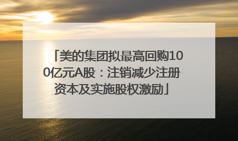美的集团拟最高回购100亿元A股：注销减少注册资本及实施股权激励