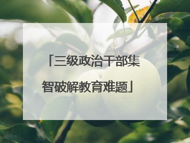 三级政治干部集智破解教育难题