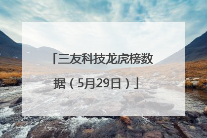 三友科技龙虎榜数据（5月29日）