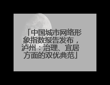 中国城市网络形象指数报告发布，泸州：治理、宜居方面的双优典范