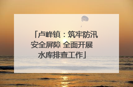 卢峰镇：筑牢防汛安全屏障 全面开展水库排查工作