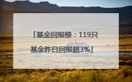 基金回报榜：119只基金昨日回报超3%
