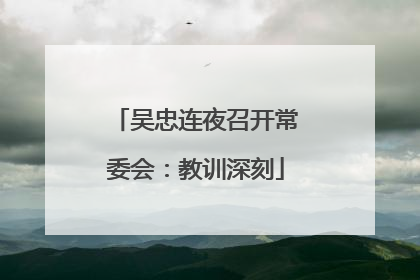 吴忠连夜召开常委会：教训深刻