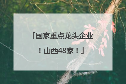 国家重点龙头企业！山西48家！
