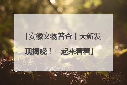 安徽文物普查十大新发现揭晓！一起来看看