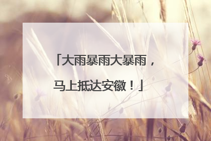 大雨暴雨大暴雨，马上抵达安徽！