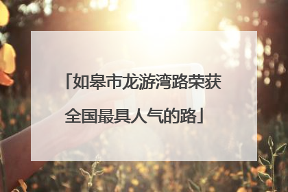 如皋市龙游湾路荣获全国最具人气的路