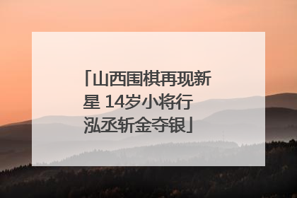 山西围棋再现新星 14岁小将行泓丞斩金夺银