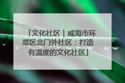 文化社区｜威海市环翠区北门外社区：打造有温度的文化社区