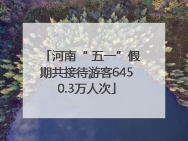 河南“ 五一”假期共接待游客6450.3万人次