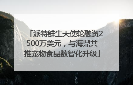 派特鲜生天使轮融资2500万美元，与海鼎共推宠物食品数智化升级
