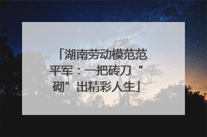 湖南劳动模范范平军：一把砖刀“砌”出精彩人生