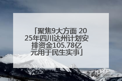 聚焦9大方面 2025年四川达州计划安排资金105.78亿元用于民生实事
