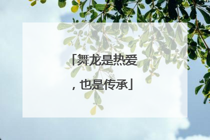 舞龙是热爱，也是传承