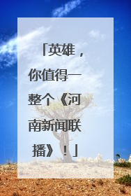 英雄，你值得一整个《河南新闻联播》！