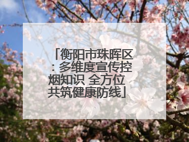 衡阳市珠晖区：多维度宣传控烟知识 全方位共筑健康防线