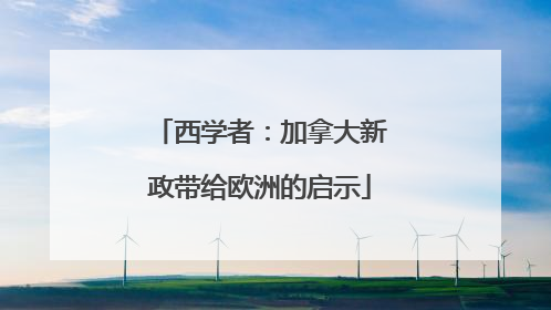西学者：加拿大新政带给欧洲的启示