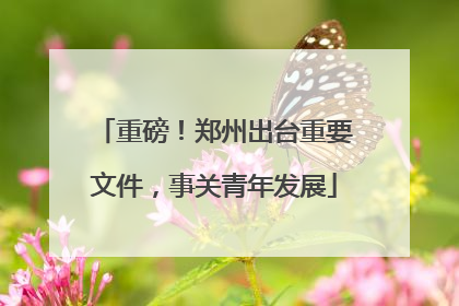 重磅！郑州出台重要文件，事关青年发展