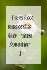 长春市双阳区双营乡获评“全国文明村镇”
