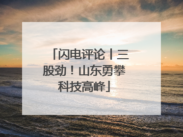 闪电评论丨三股劲！山东勇攀科技高峰