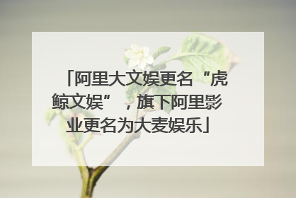 阿里大文娱更名“虎鲸文娱”，旗下阿里影业更名为大麦娱乐