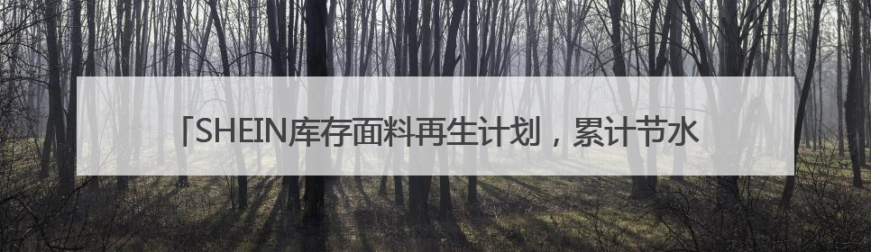 SHEIN库存面料再生计划，累计节水超35万立方米、相当于瓶装水7亿瓶